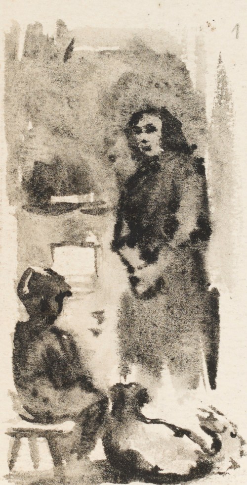 Ludwik MACIĄG (1920-2007), Scena w chacie