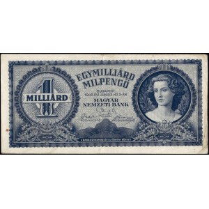 Ungheria. 1946 1.000.000.000 (un miliardo) di milpengő