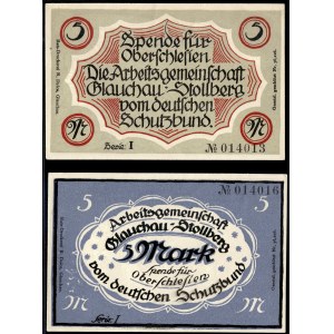 Germania. 1919 Glauchau 5 Marek, donazione per l'Alta Slesia - 2 esemplari