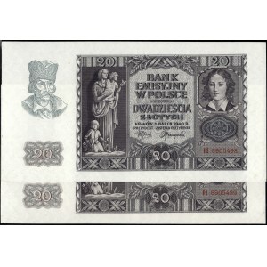 Polonia. 1940, 20 zloty, prefisso H - Serie consecutiva