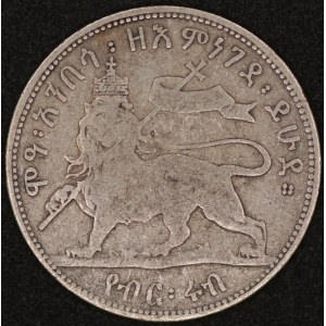 Ethiopia. 1889 1/4 Birr - Menelik II - Modified Portrait - Silver