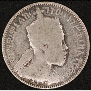 Ethiopia. 1889-1903 1/4 Birr A Paris - Menelik II - Silver