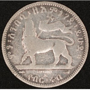 Ethiopia. 1889-1903 1/4 Birr A Paris - Menelik II - Silver