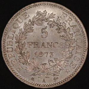France. 1873 5 Francs A Paris - Hercules - Silver