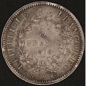 France. 1876 5 Francs A Paris - Hercules - Silver