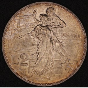 Italy. 1861-1911 2 Lire - Unification Anniversary - Silver