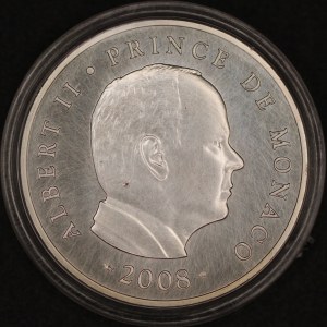 Monako. 2008 – 5 eur Albert II. (Deo Juvante) – striebro