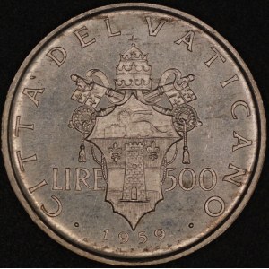 Vatikan. 1959, 500 Lire – Johannes XXIII. – Silber