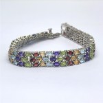 Silver bracelet with multiple natural stones