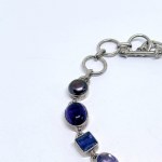 Silver bracelet with natural amethysts, iolites, and pearls
