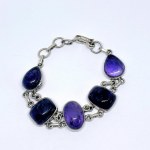 Silver bracelet with large amethysts