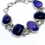 Silver bracelet with large amethysts