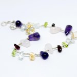 Silver bracelet with multiple natural stones