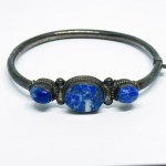 Silver bracelet with sodalite stones