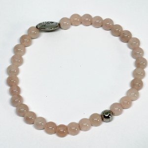 Silver stretchy bracelet with rose quartz