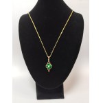375/9K gold necklace with white and green stones