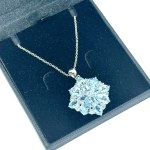 Large silver necklace with natural topaz stones
