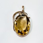 Large silver pendant with smoky quartz