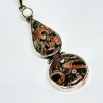 Silver pendant with jasper and a freshwater pearl