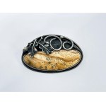 Silver hunting brooch with jasper