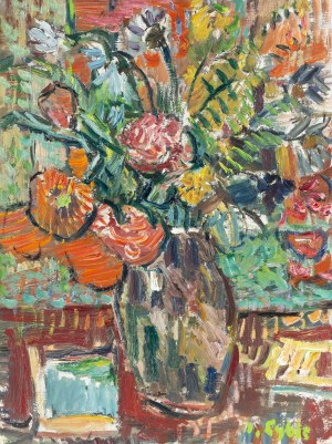 Jan Cybis (1897 Wróblin - 1972 Warszawa), Bukiet i książka, 1970