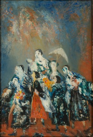 Yehuda Razgour (1914 Lublin - 1979 Paryż), Kobiety z kwiatami i parasolką, 1965