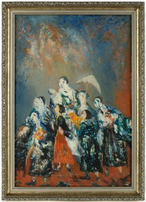 Yehuda Razgour (1914 Lublin - 1979 Paryż), Kobiety z kwiatami i parasolką, 1965