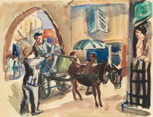 Henryk Epstein (1891 Łódź - 1944 Auschwitz), Mieszkańcy wsi na targu, 1924