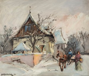 Stanisław Jan Łazorek (1938 Aksamanice-2000 Kazimierz Dolny), Zimowy Kazimierz Dolny, 1988
