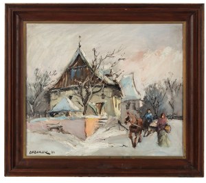 Stanisław Jan Łazorek (1938 Aksamanice-2000 Kazimierz Dolny), Zimowy Kazimierz Dolny, 1988