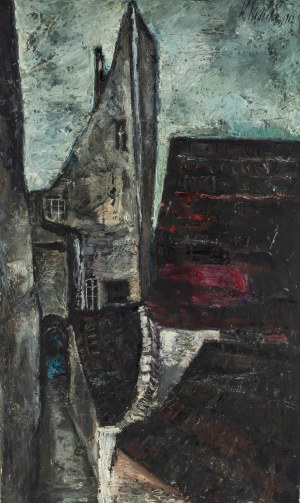 Wanda Wedecka (1919 Homel - 2011 Warszawa), Pejzaż miejski, 1962