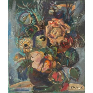 Ludwik Klimek (1912, Skoczów – 1992, Nice), Roses and Violets, 1966