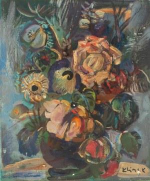 Ludwik Klimek (1912 Skoczów - 1992 Nicea), Róże i fiołki, 1966 r.