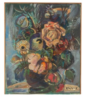 Ludwik Klimek (1912 Skoczów - 1992 Nicea), Róże i fiołki, 1966 r.