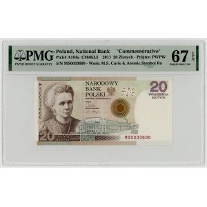 20 zlotych, 2011, Maria Skłodowska Curie, PMG 67 EPQ