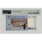 19 złotych 2019, 100. rocznica powstania PWPW, atrakcyjny numer seryjny RP 0000252, PMG 66 EPQ