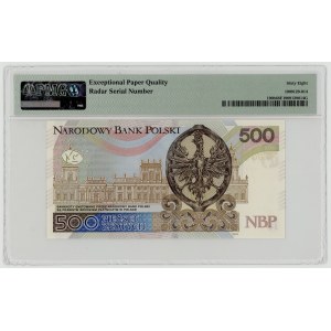 500 złotych 2017, seria AG 0544450, radar, PMG 68 EPQ