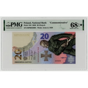 20 zlotych 2020, RP series 0033000, PMG 68 EPQ ★