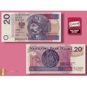 20 zlotých 2016, nízké sériové číslo BM 0000476