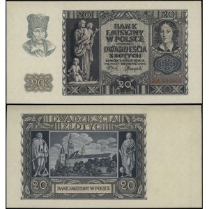 Poland, 20 zlotych, March 1, 1940, AB 000000