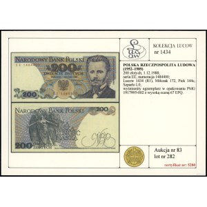 Pologne, 200 zlotys, 1er décembre 1988, EE