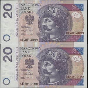 Polska, zestaw 2 x 20 złotych serii przejściowej, 15.09.2016, CE