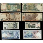 a set of various banknotes, a set of 14 Asian banknotes, 1972–2005