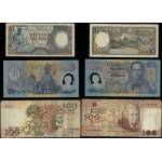 A set of various banknotes; the set includes 13 banknotes and a receipt from 1904, 20th century