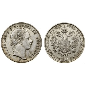 Austria, 20 kreuzer, 1855 B, Kremnica