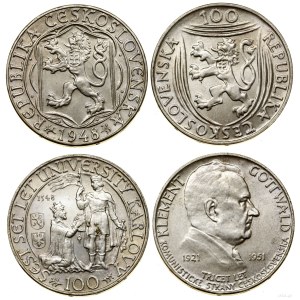 Czechosłowacja, zestaw 2 x 100 koron, 1948-1951, Kremnica
