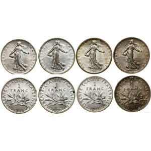 Francja, zestaw: 4 x 1 frank, 1916-1920, Paryż