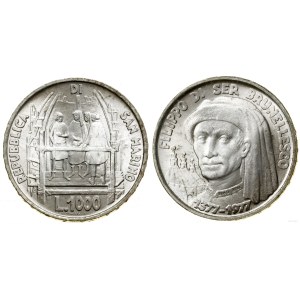San Marino, 1 000 lír, 1977, Rím