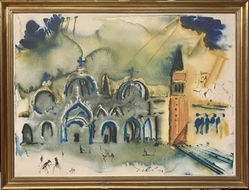 Salvador Dalí (1904-1989), Hommage à Venise - Basilique de San Marco et Campanile 1974-1,975