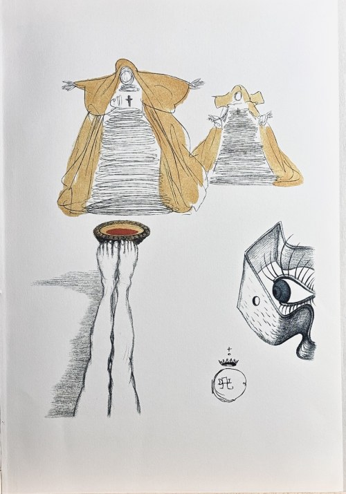 Salvador Dali (1904-1989), „Oko patrzące przez wizjer” (L'œil regarde par le judas), z cyklu PAMIĘTNIKI CASANOVY, 1980. Tavola VI